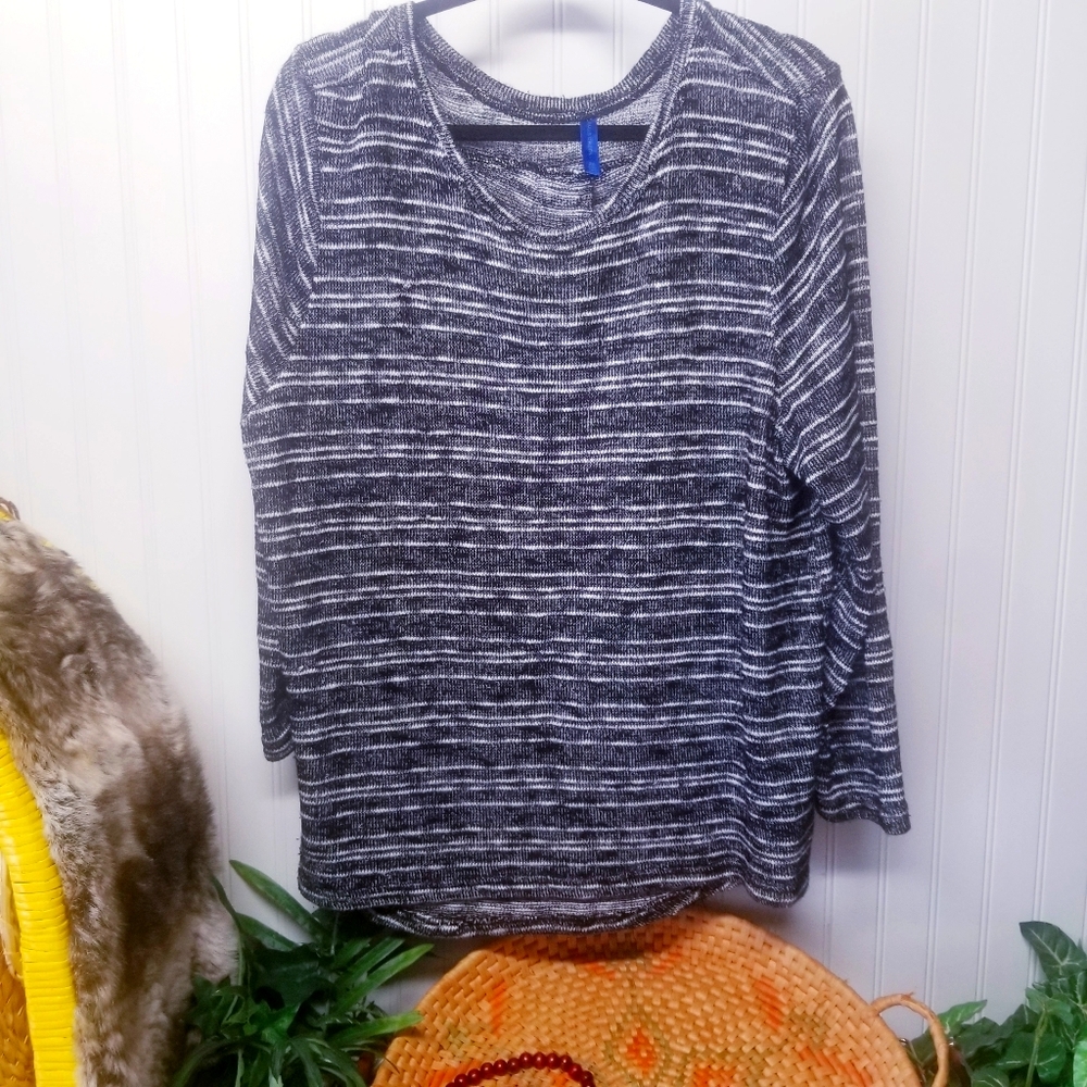 FALLS CREEK Crochet Stripe Sweater Size 2X